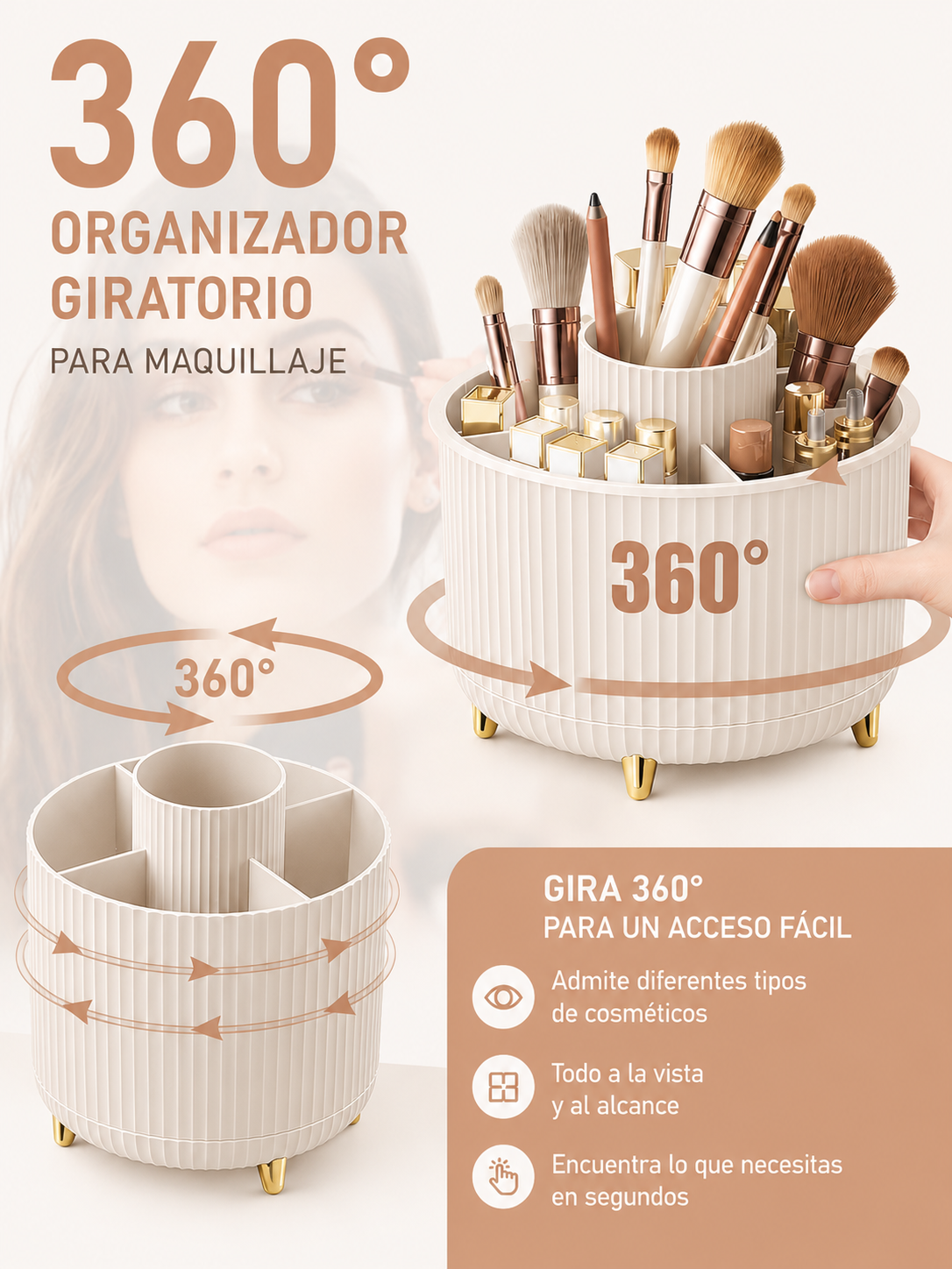 360° Rotating Makeup Organizer